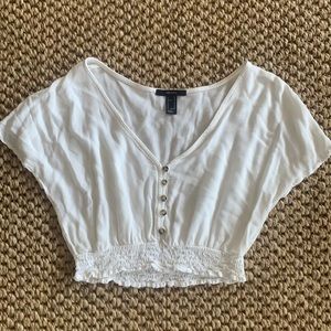 Cinched crop top, very comfortable in the summer